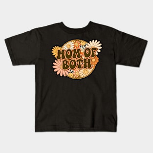 Mom of Both Retro Groovy Floral Kids T-Shirt